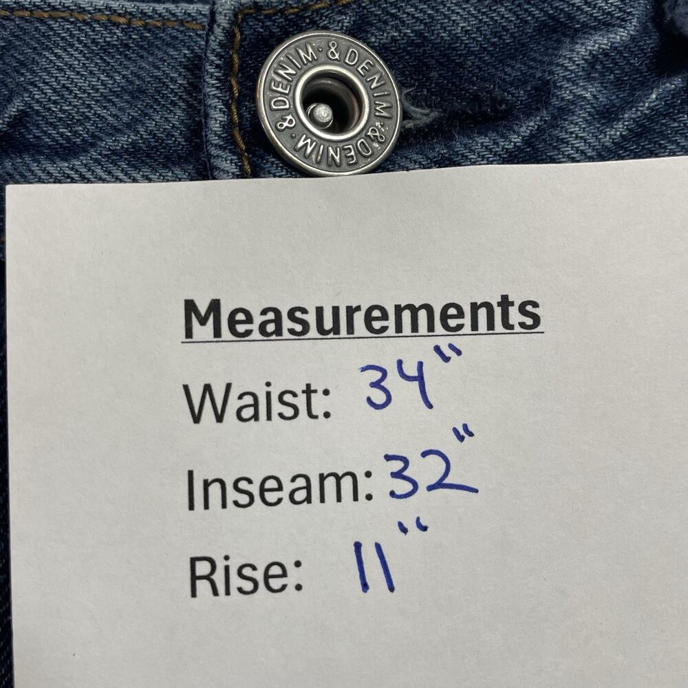 H&M & Denim Blue Jeans Men's 33 (Fits 34x32) Button Fly All Cotton Straight Leg - Picture 7 of 8